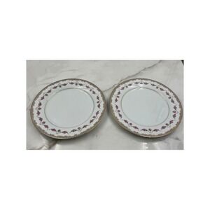 Noritake Ridgewood 5201 Dinner Plates Set of 2 Pink Floral Gold Rim Japan 10.5"